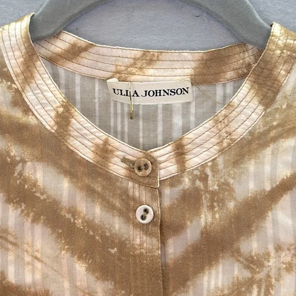 Ulla Johnson women Prudence tie dyed sand Blouse cotton blend long sleeve size O